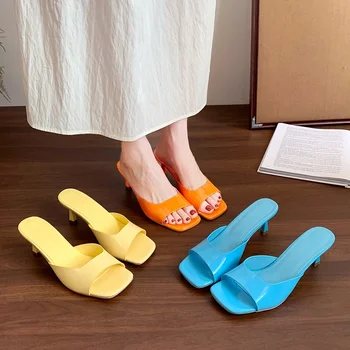 Women High Heel Sandals Summer New Fashion Square Toe Open Toe Women Elegant Casual Comfortable Black High Heel Sandals 1