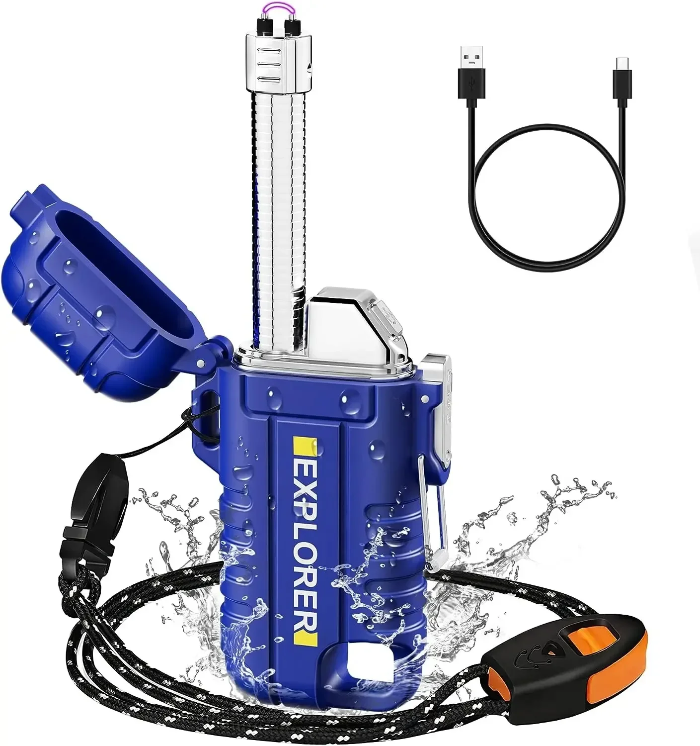 USB-C Rechargeable Lighter, Dual Electric Arc, Waterproof, Flame-Less,  Windproof Plasma Lighters for Grill, Survival, Camping - AliExpress