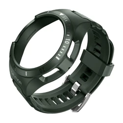 Rugged Shockproof Sports Band with Case - Adjustable Uni - body Design (Military Gree strap)