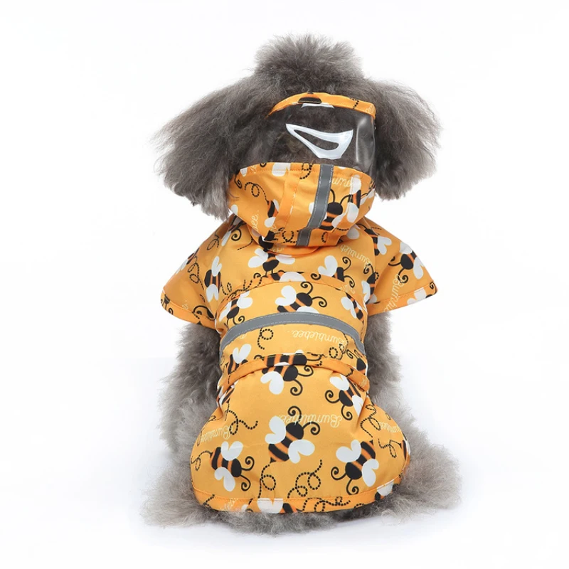 Four-legged Raincoat With Hood For Dogs
