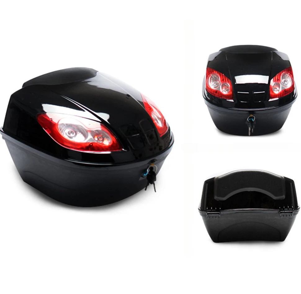 Motorcycle Tail Box Motocycle Tail Box Electric Scooter Trunk Motorcycle Top Hard Case Helmet Storage Case Luggage Reflective Lamp