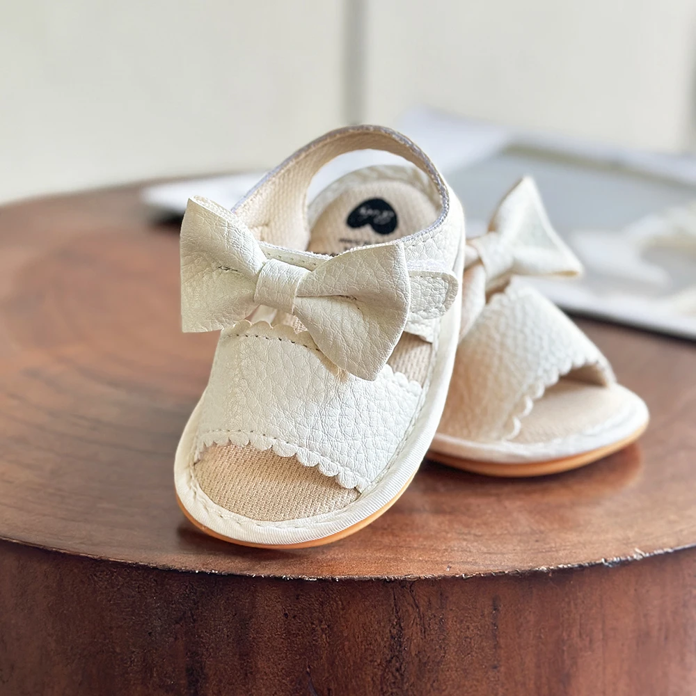 Infant Baby Girl Boy Sandals Comfort Premium Summer Outdoor Casual Beach Shoes with Flower Bowknot Anti Slip Rubber Sole Newborn