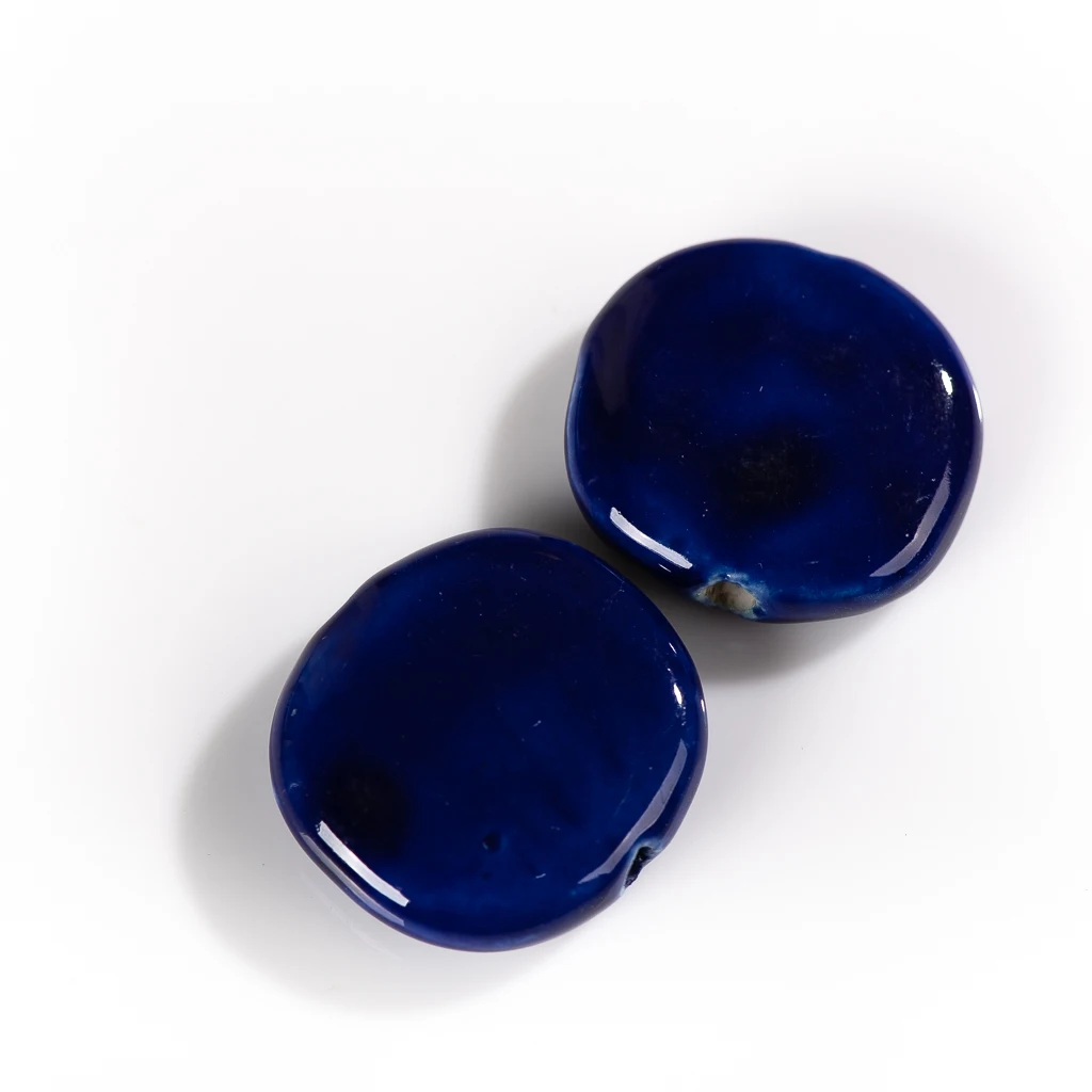 30mm Blau Flache Runde Große Handgemachte Keramik Perlen Porzellan Anhänger Für Schmuck Machen DIY Zubehör Z606 – Detail 8