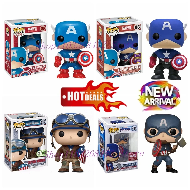 2024 Nuovo Arrivo Funko Pop #06 Captain America #06 Exclusive #219 #41 Captain America #481 Action Figure Model Toys For Gifts