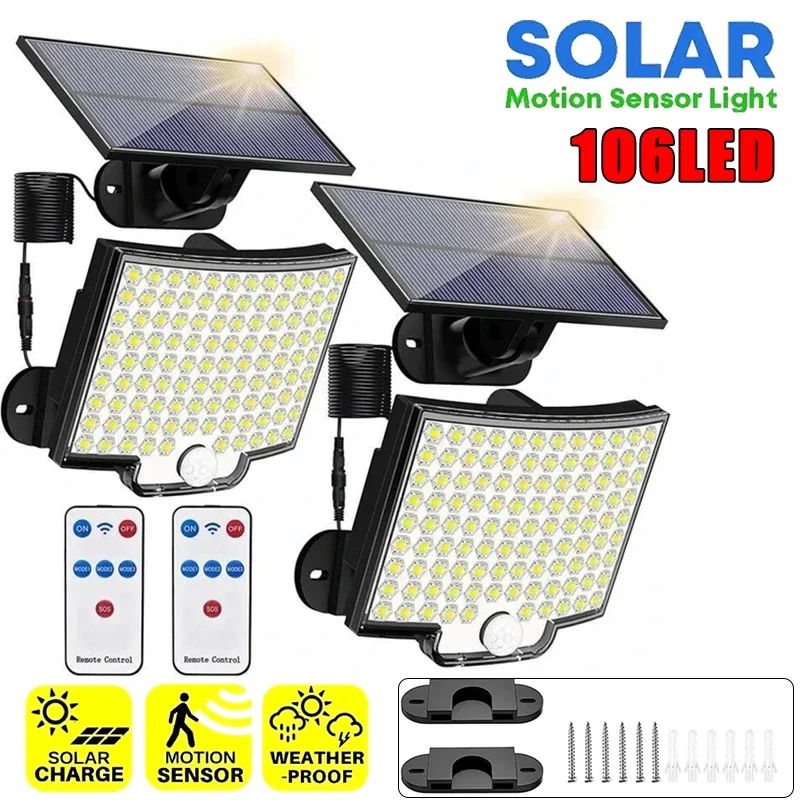 Solar Lamp Solar Powered LED Wall Lights Split Type Garage Courtyard Lighting Super Bright Waterproof Human Body Sensing Street Lights
