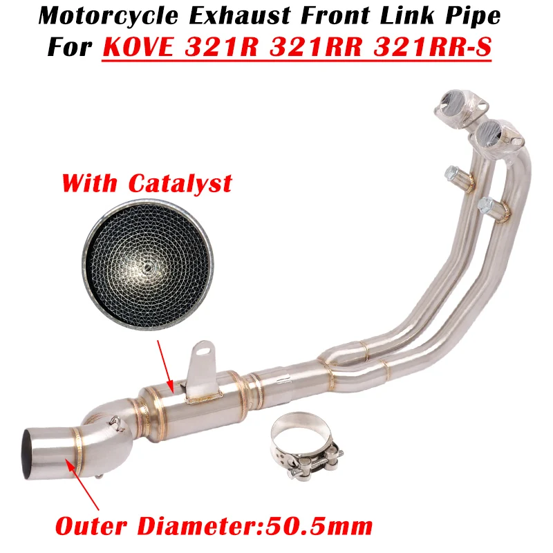 

Motorcycle Exhaust Moto Escape Modified Muffler 51mm Front Link Pipe With Catalyst Slip On For KOVE 321R 321RR 321RR-S 321 R RR