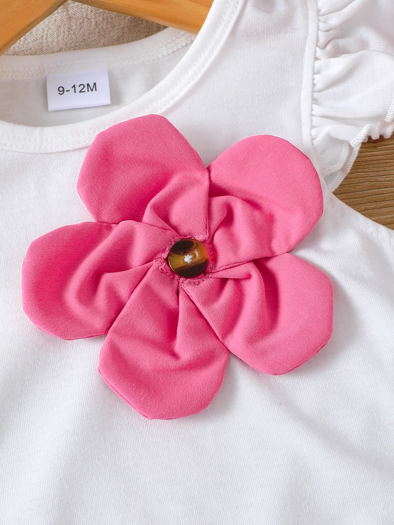 Fashion Baby Girl 3D Flower Outfit Set Ruffle Sleeve Top + Elastic Waist Pink Skirt Summer Casual Wear Clothes for 0-3Y Newborn 4