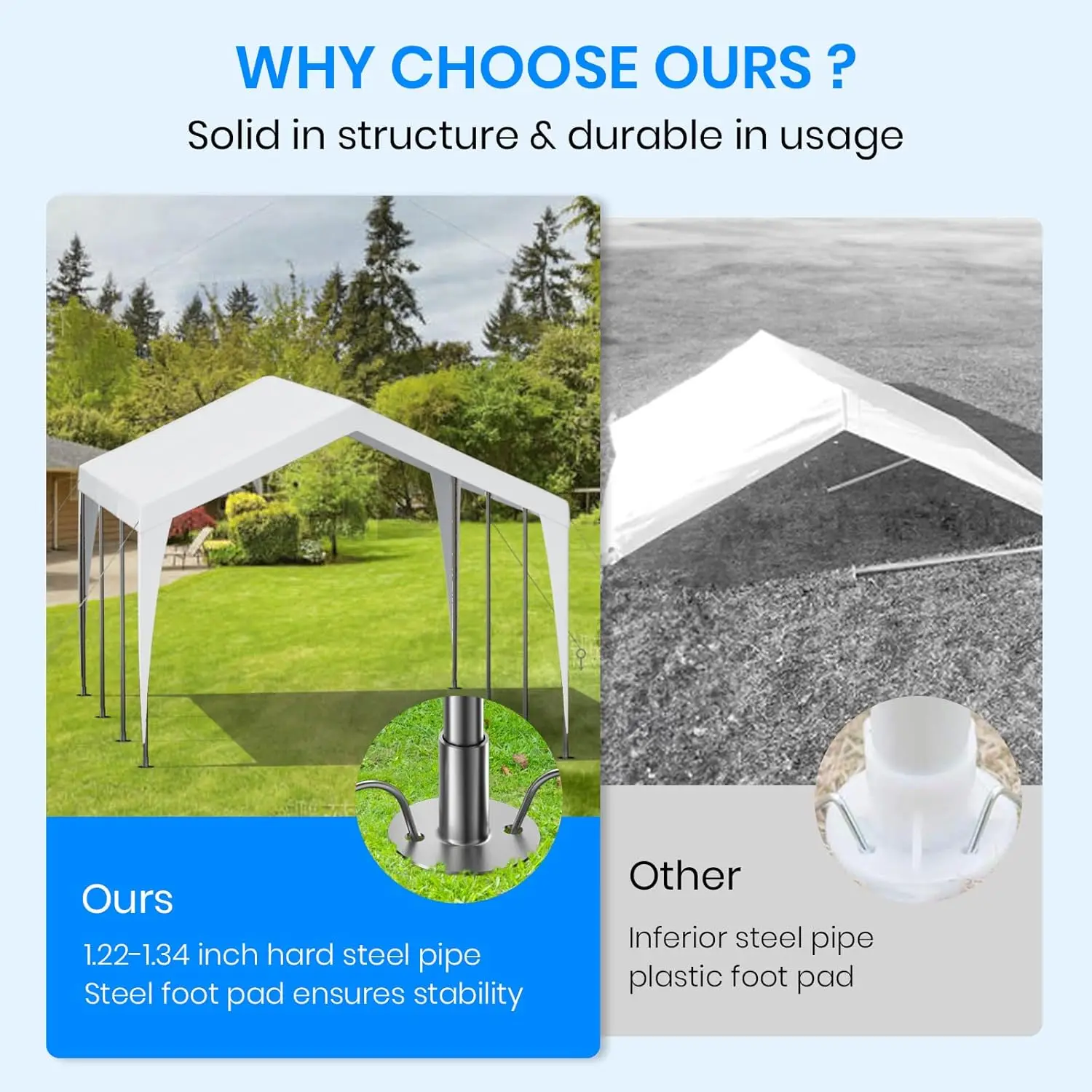 Carport 12x20 Heavy Duty Portable Garage,Galvanized Frame Carport Canopy,Portable Garages and Shelters with 8 Leg&4 Wind Rope