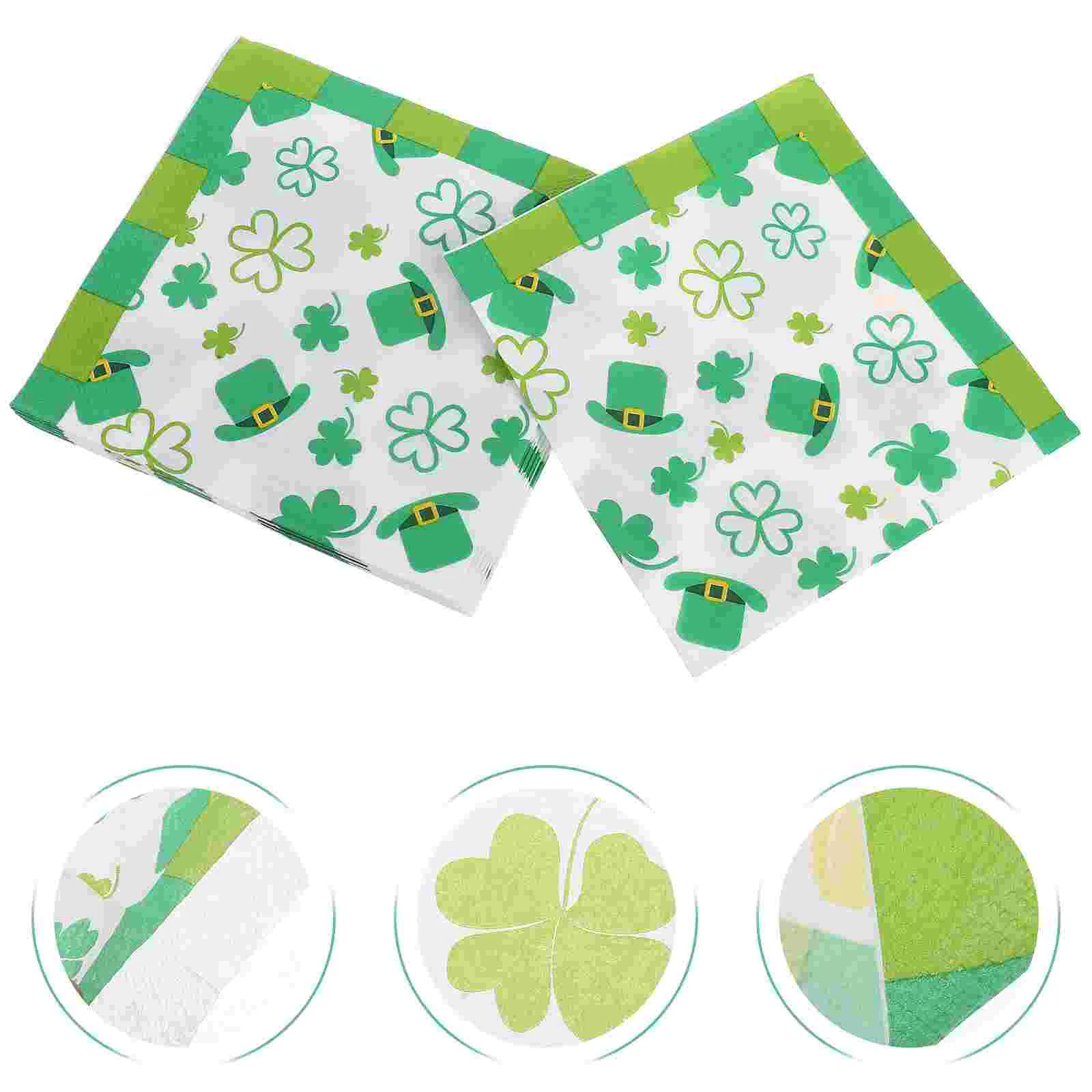 20 Pcs Napkin Irish Holiday Party Supplies Dining Table St Patricks Paper Napkins Lucky Shamrock Vacation Dinner