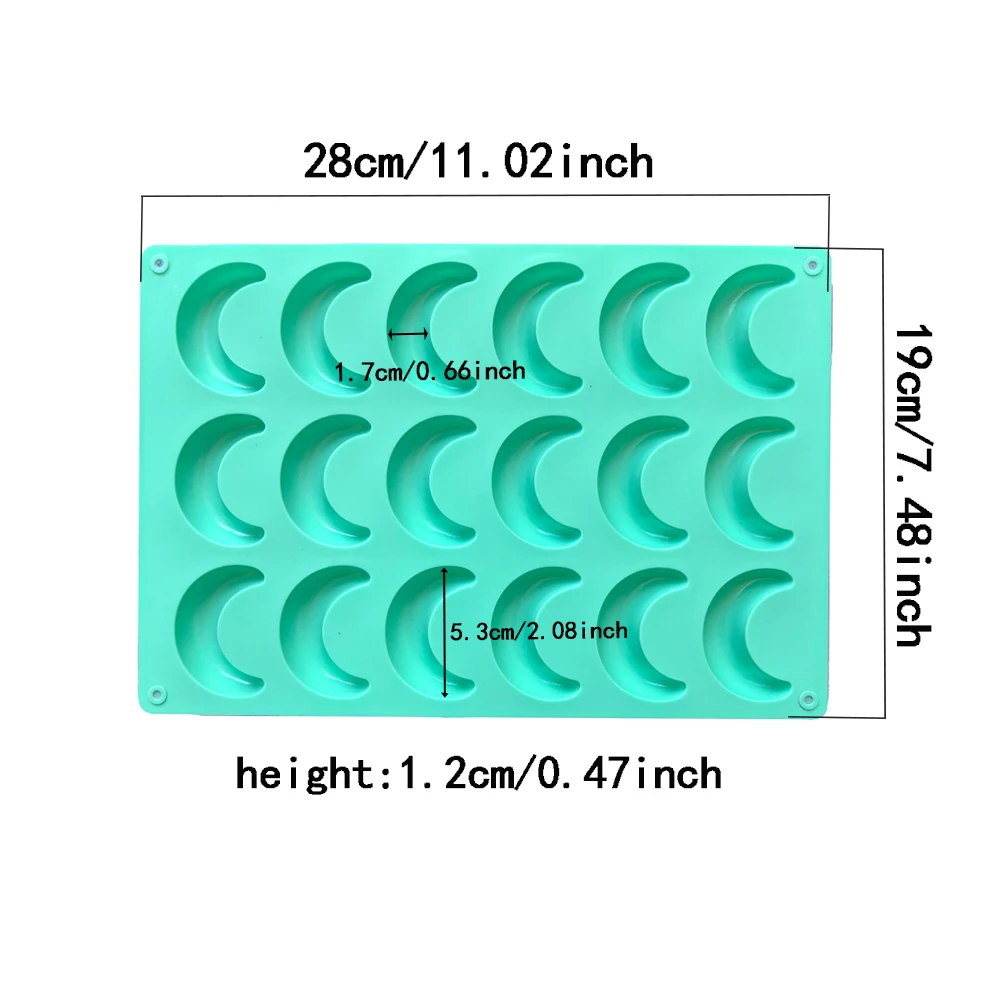 18-Hole Moon Shaped Silicone Mold for Baking Chocolate, Cookies, Pudding, Candy, and Ic... - SKU MSSM1724 - UGI Packaging