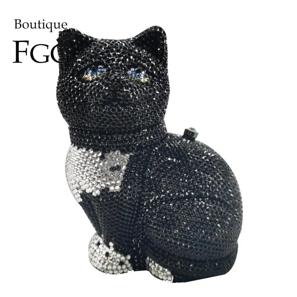 

Boutique De FGG (в наличии) женская сумка в форме черной кошки с бриллиантами