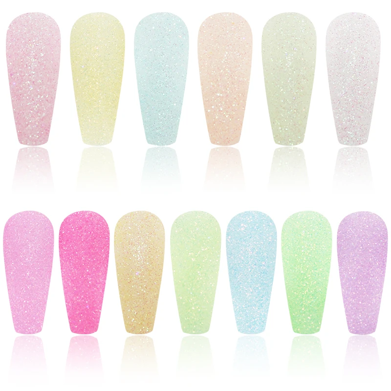 Nail Glitter 10g/bag Shining Sugar Colorful Powder Candy Coat Effect White Black Pigment Dust Nails Art Decorations DIY Supplies