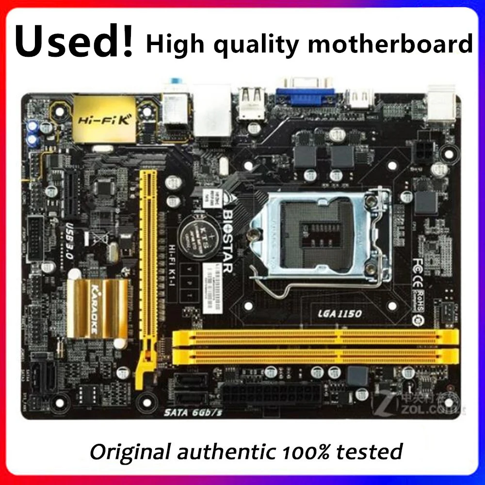 

Материнская плата для Biostar, Hi-Fi, настольная материнская плата H81 LGA 1150 CPU SATA3 USB3.0, оригинальная б/у материнская плата для настольного компьютера