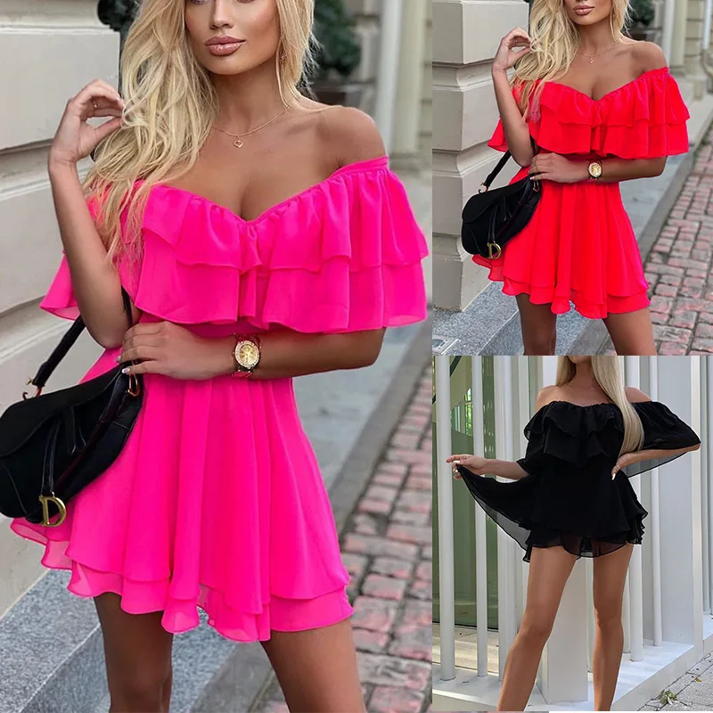 Abiti Eleganti da Donna 2026, Vestito Estivo da Spiaggia Senza Maniche con Bordo Arricciato, Mini Abito Sexy in Chiffon, Vestido Corto
