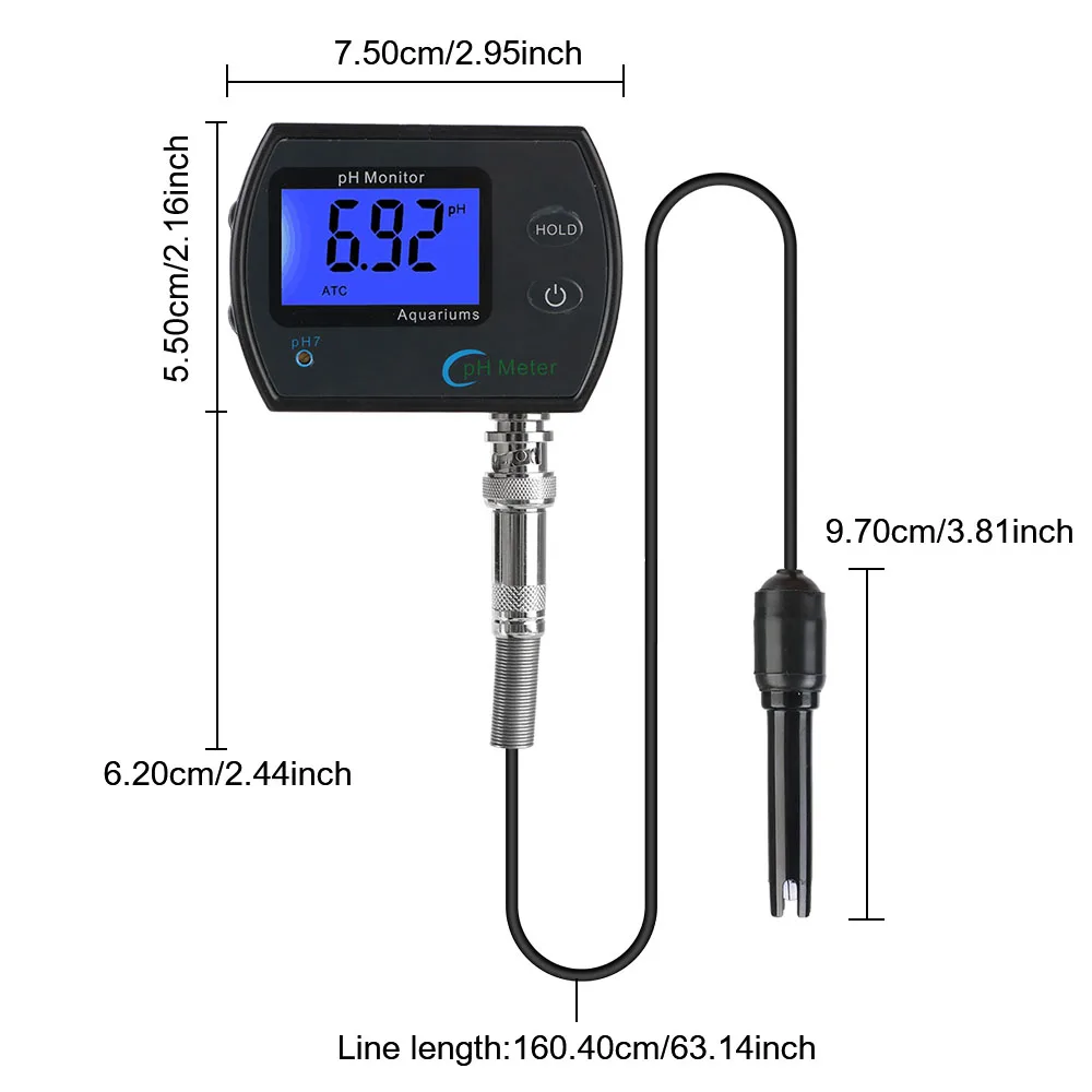 EU plug Professional Accurate pH Meter Online pH monitor Acidometer for Aquarium Multi-parameter Water Quality Monitor