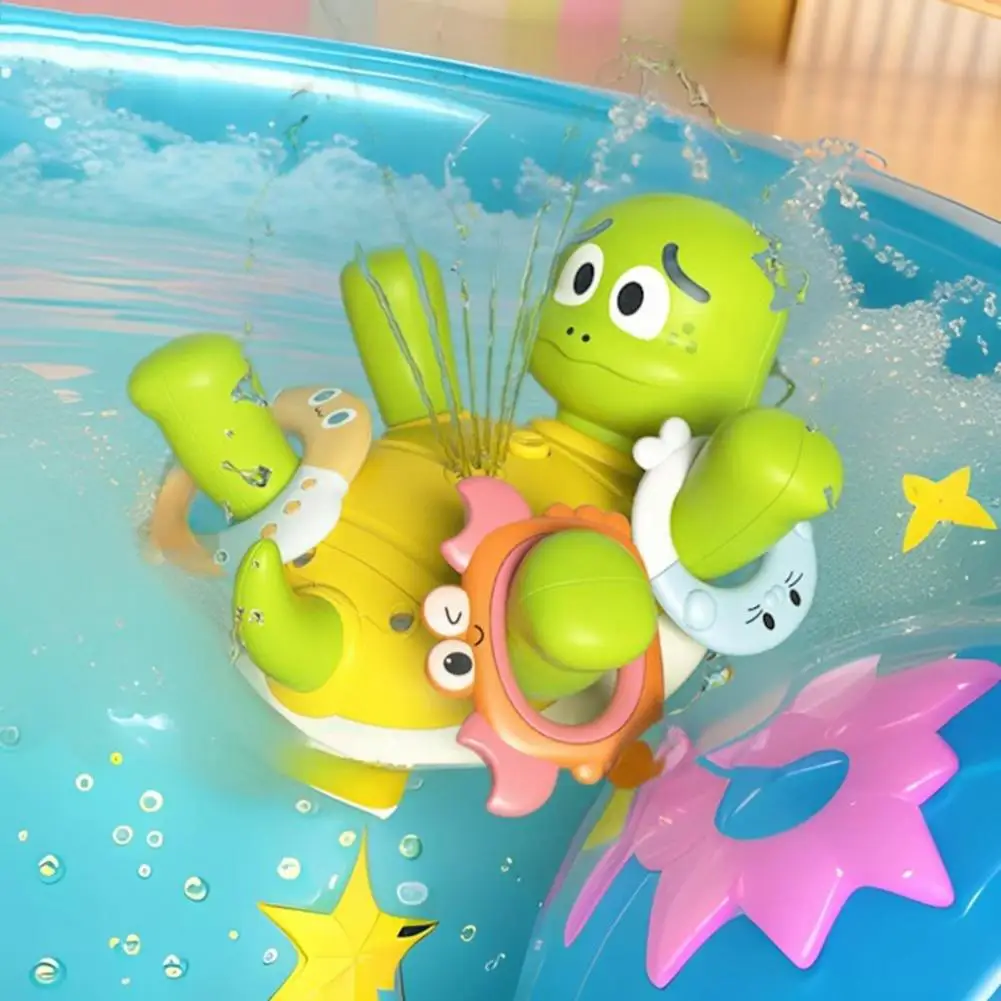 Baby Bathtub Toy Educational Water Play Toy Set for Kids Water-squirting Turtle Ring Toss Game Boys for Toddlers