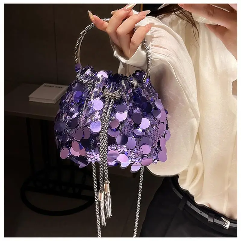 Bolso De Noche Para Mujer Con Cadena Extraíble - Brillante Con Rhinestones, Ideal Para Fiestas Y Eventos