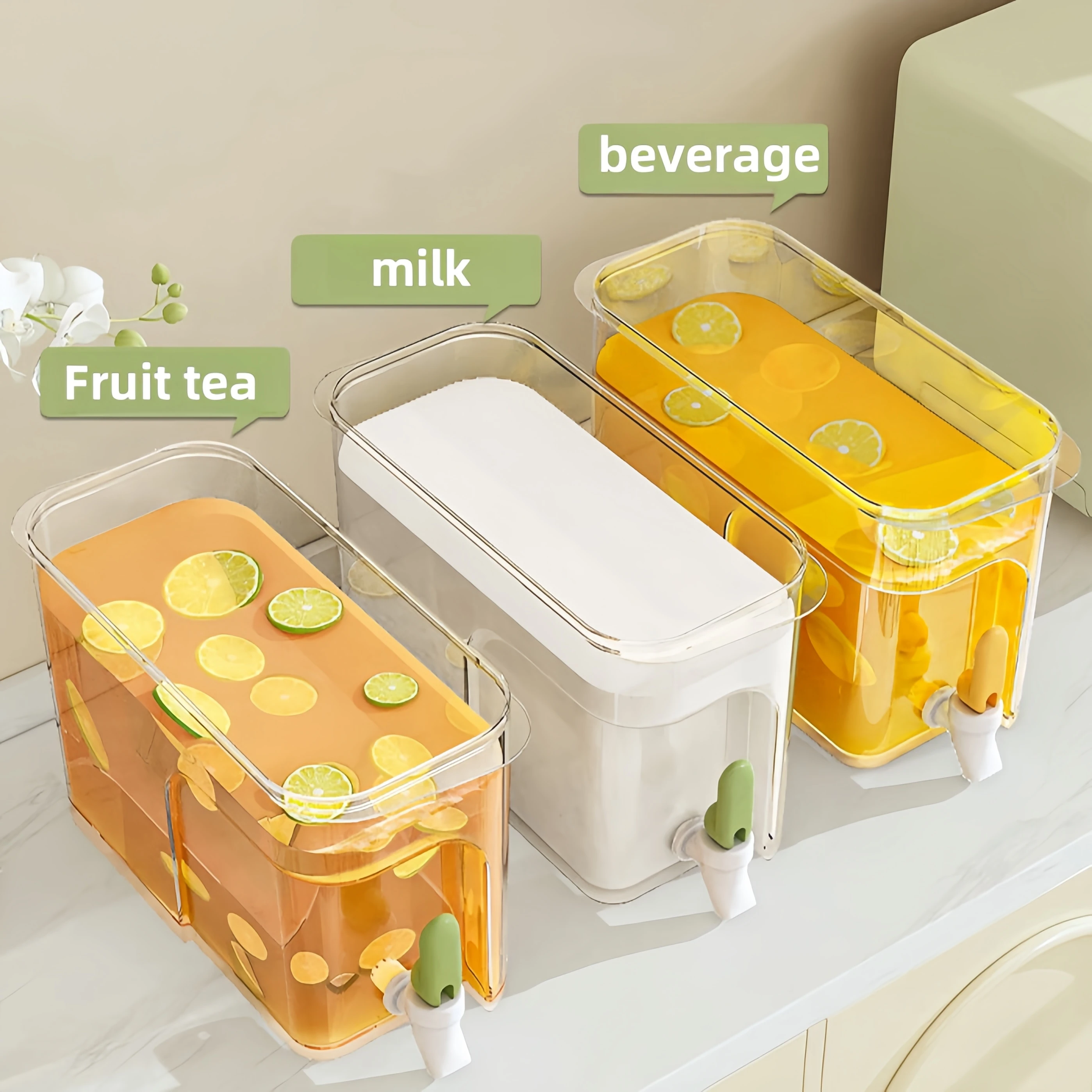 4L Cold Water Bucket with Faucet Refrigerator Jug Dispenser Water Kettle Summer Fruit Juice Drink Container Fridge Pots Pitcher