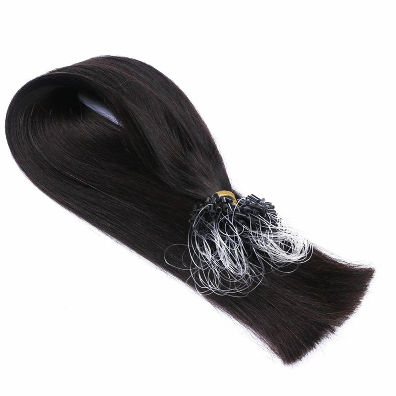 20inch Straight Micro Ring Virgin Hair Extensions Red Remy Natural Color Brown Micro Bead Loop Human Hair Extension 14-26inch
