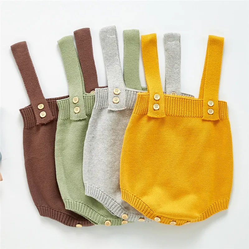 

New 2023 Baby Knitting Rompers Cute Overalls Newborn Baby Boys Clothes Infantil Baby Girl Boy Sleeveless Romper Jumpsuit 0-24M