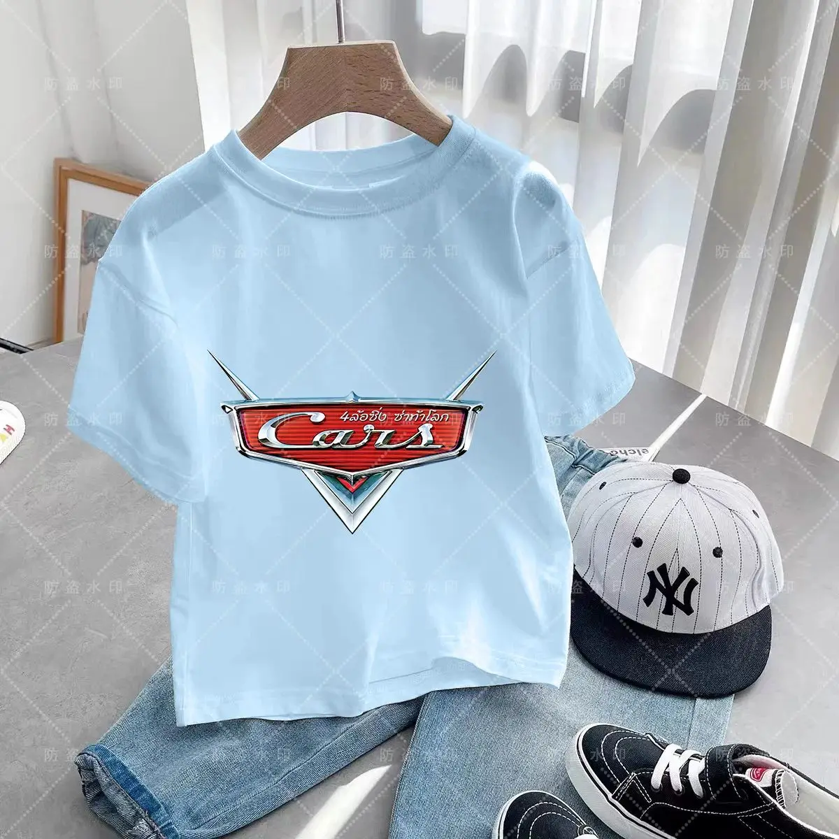 Disney Pixar Lightning Mcqueen Cars Anime Print Cartoon T-Shirt Boys Girls Summer Cotton Round Neck Short Sleeve T-Shirt 5