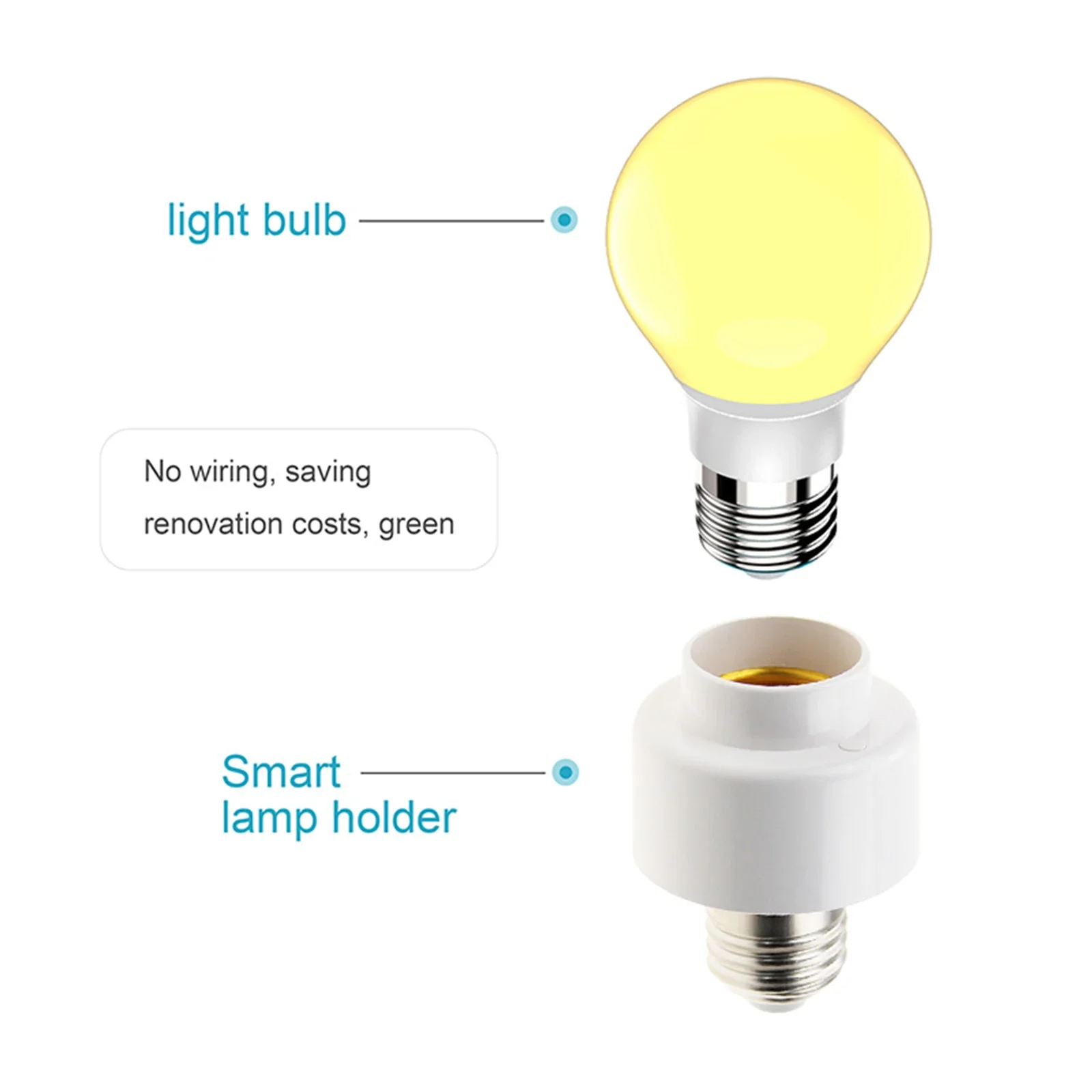Tuya WIiFi BL E27 Socket Smart Light Bulbs Adapter Lamp Holder Base Kitchen Bedr