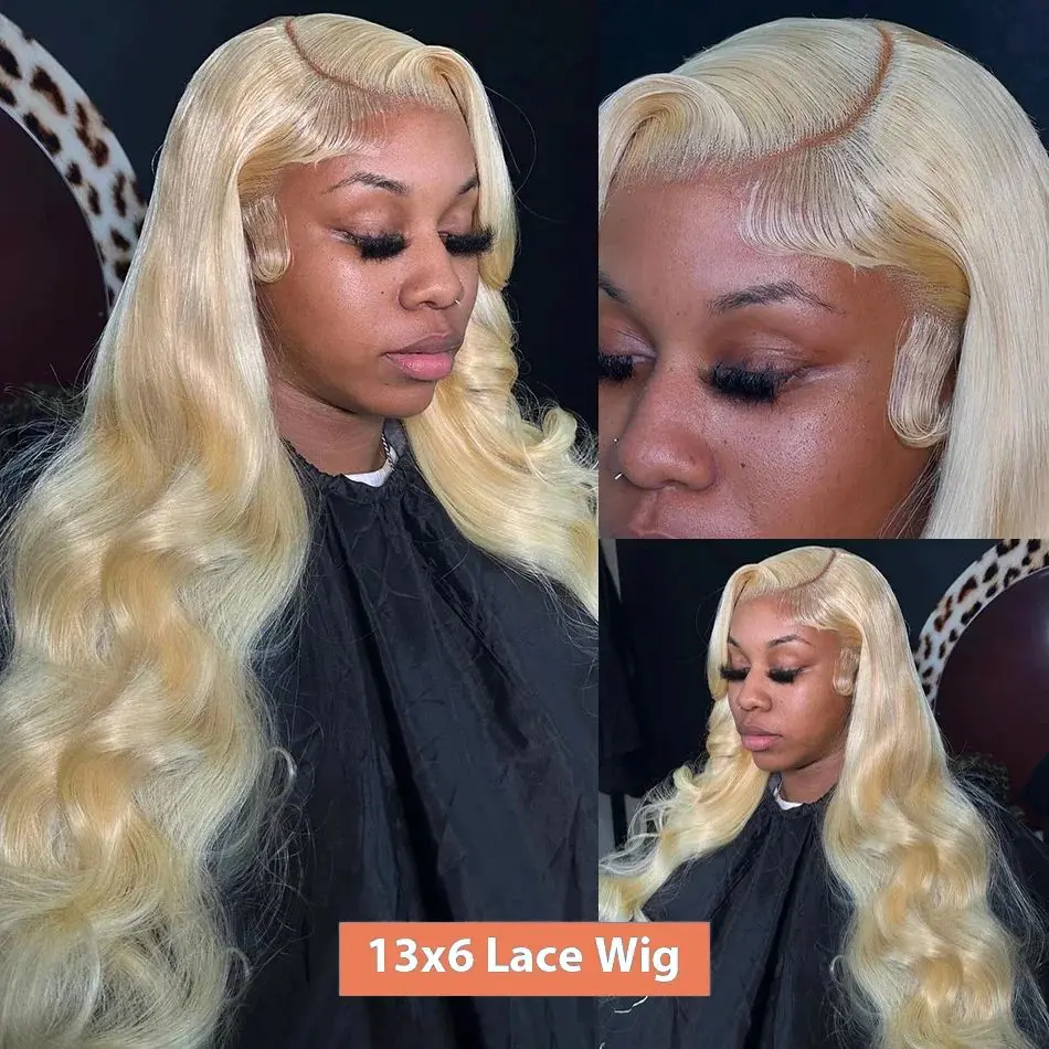 Blonde 13x4 30 40 High Inch 13x6 613 HD 250 Density Glueless Body Wave Human Hair Lace Front Wig Honey Lace Frontal Wigs Women 3
