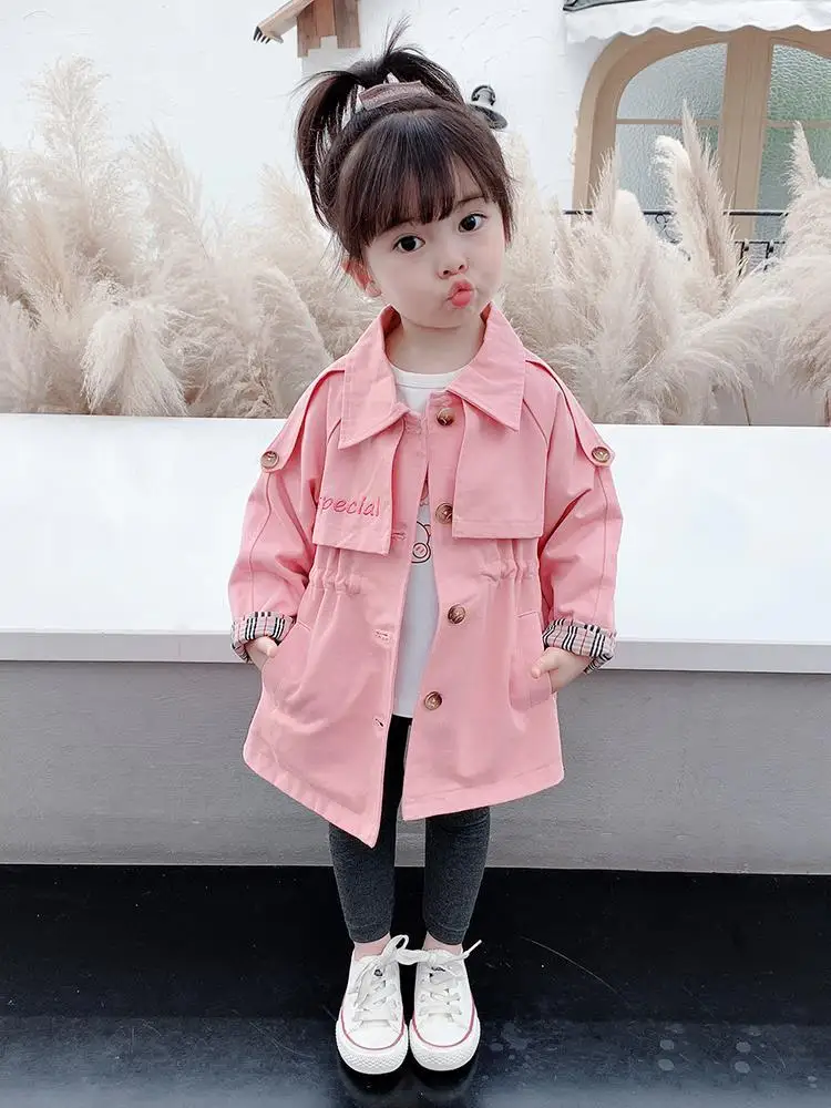 

Toddler Children' Fashion Clothing 2023 New Girls Coat Kids Jacket Spring Autumn Korean Style Cute Trench Baby Girls Windbreaker