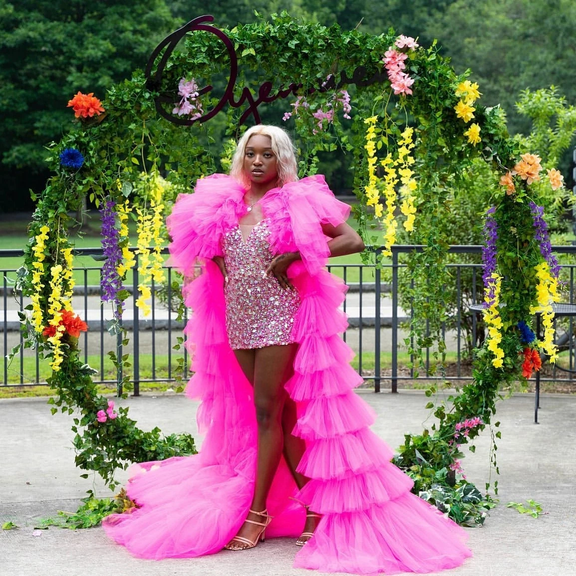 Pink ruffle coat Outlet