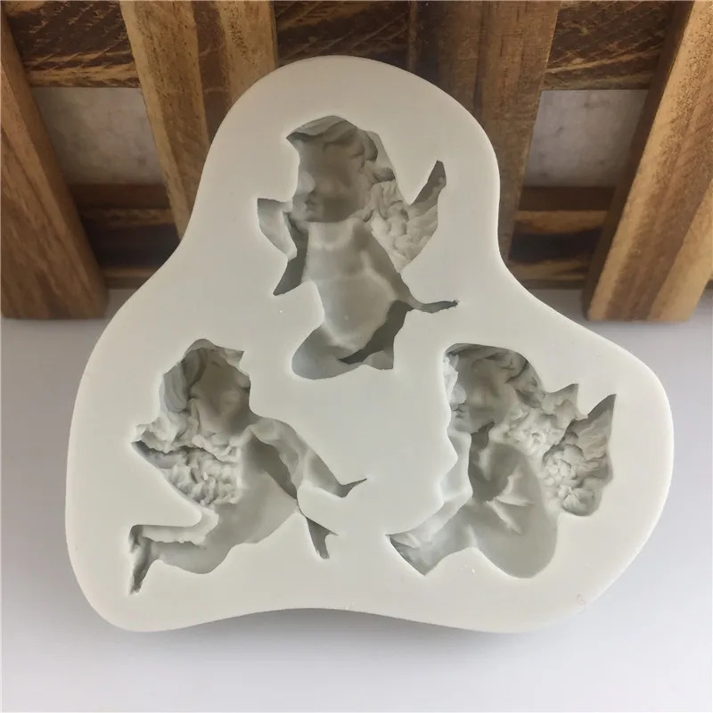 3 Hole Baby Angel Shaped Silicone Mold Cake Decoration Fondant Cookies Tools Candy Molds Creative Angel Chocolate Baking Mold
