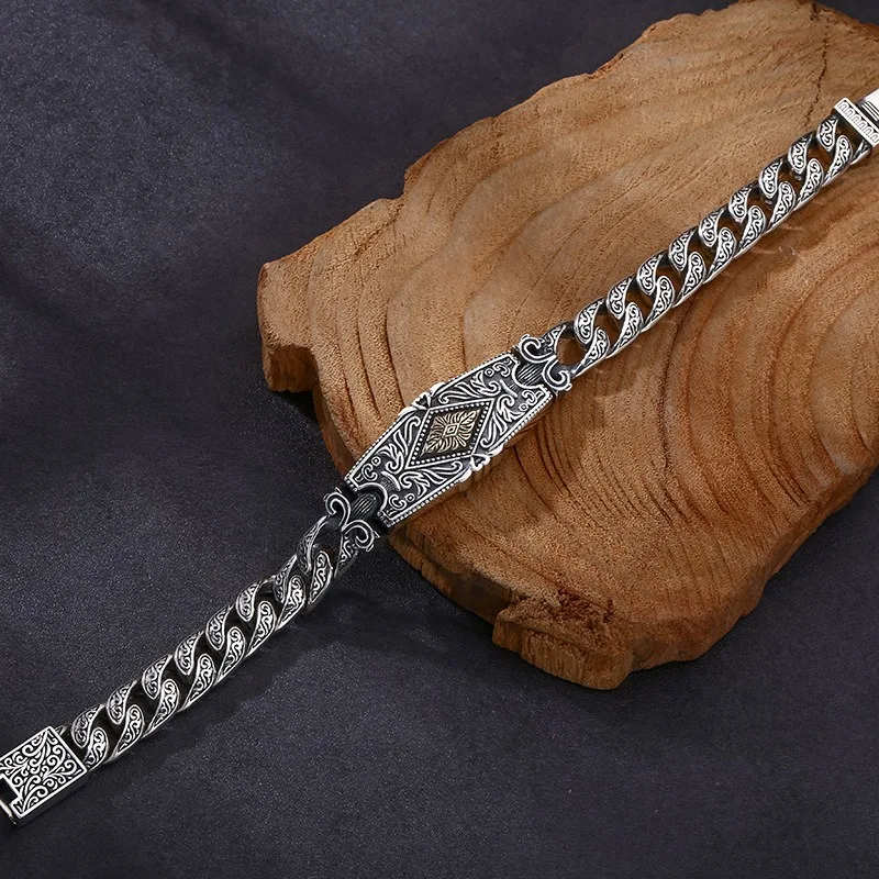 Retro Fashion Eternal Vine Grass Pattern All Seeing Eye Bracelet Bolt Dragon Bone Bracelet Men\'s Punk Charm Jewelry