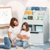 Kids Storage Bookcase Stand w/ Display Shelves & Drawer for Toys & Books, Grey 1