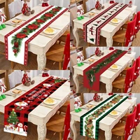 Christmas Table Runner Polyester Xmas Table Flag Cover 2024 Merry Christmas Decorations for Home 2025 New Year Tablecloth 1