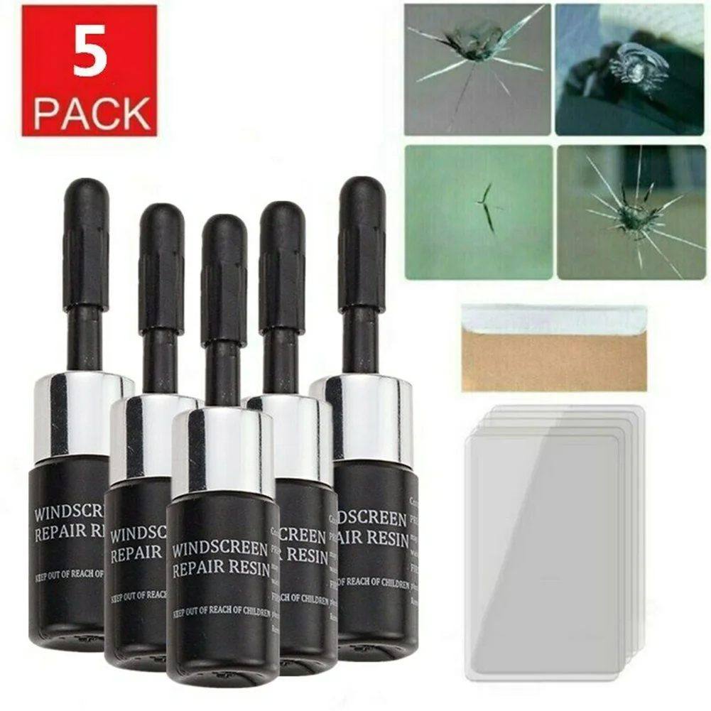 5Pcs Auto Glass Nano Repair Fluid Parabrezza Riparazione Vetro Riparazione Fluido Car Window Scratch Rebuild Crack Restore Tool Kit