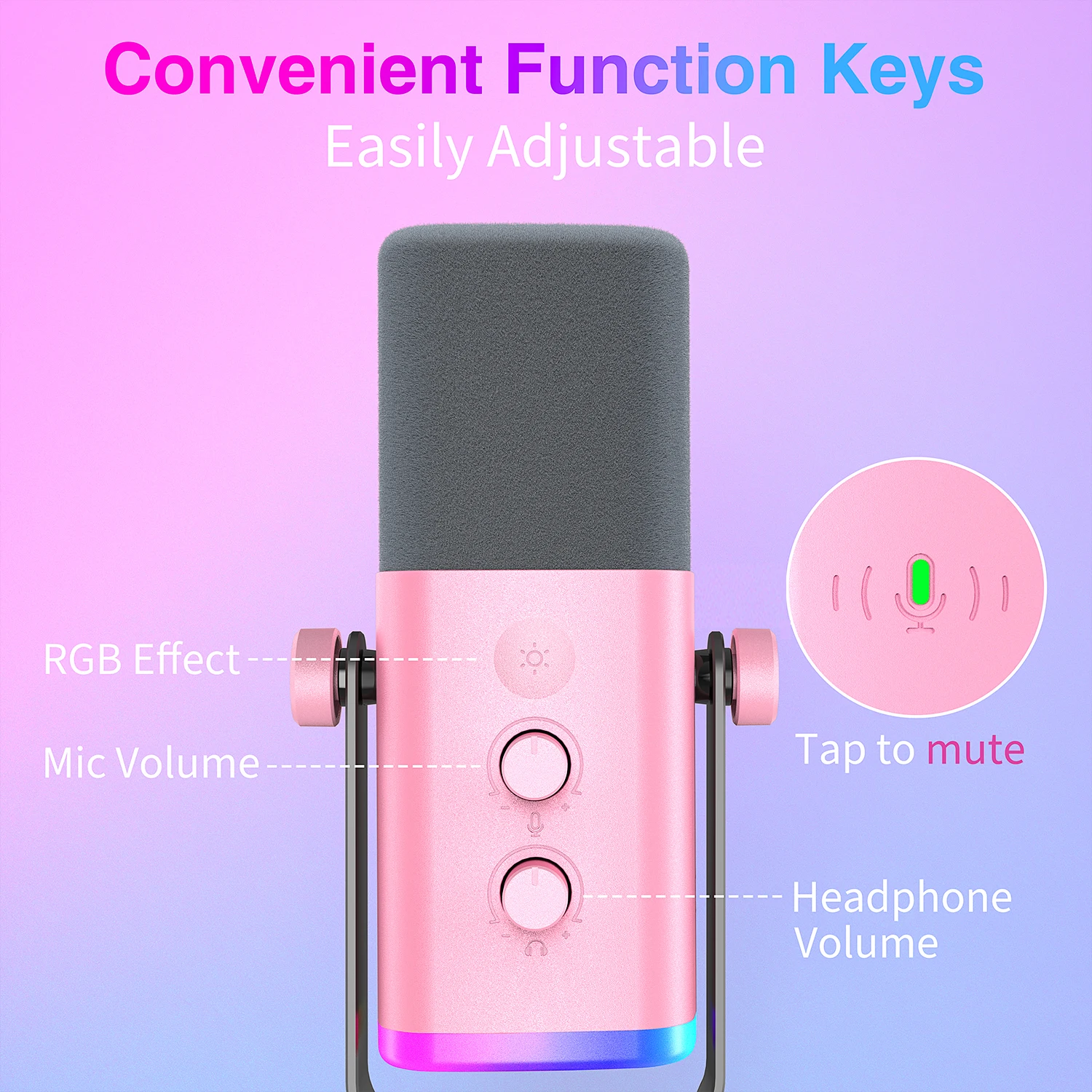 Fifine-usb Microfone Dinâmico Xlr com Controle Rgb Microfone Mudo Microfone para Jogos de pc Youtube Streaming ao Vivo Game-am8p - Image 2