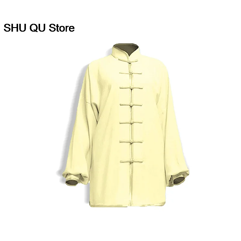 Summer High quality1Piece Women's Kung Fu Chinese Traditional Male Linen Loose Wu Shu Tai Chi Sets Shirt