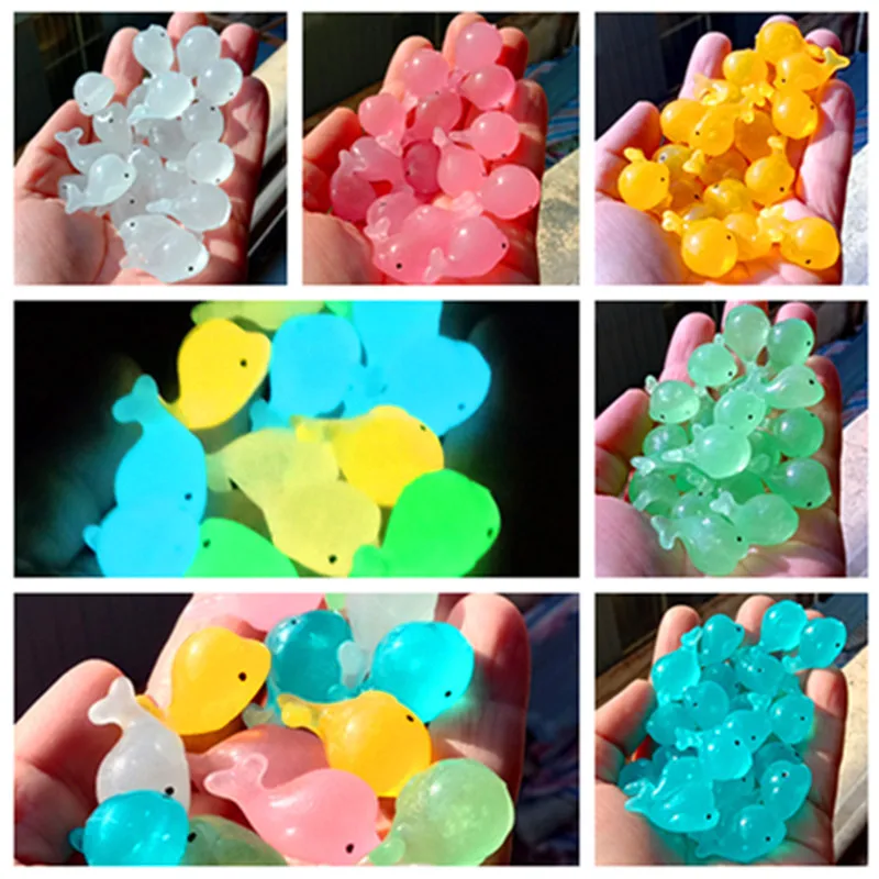 20pcs Luminous Whale Stones Resin Ornaments Aquarium Decoration Fluorescent Dolphin Micro Landscape Gravels
