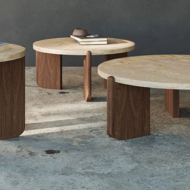현대적이고 세련된 분위기를 더하는 우아한 디자이너 라운드 대리석 커피 테이블