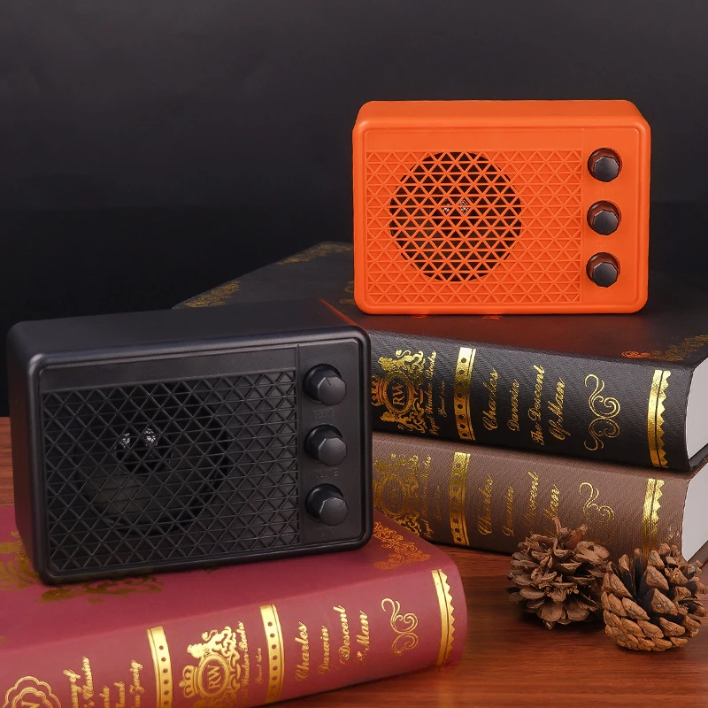 

Mini Portable Acoustic Guitar Amplifier Speaker 5Watt Mini Guitar Amplifierr Orange Black Compact and Bluetooth Capable