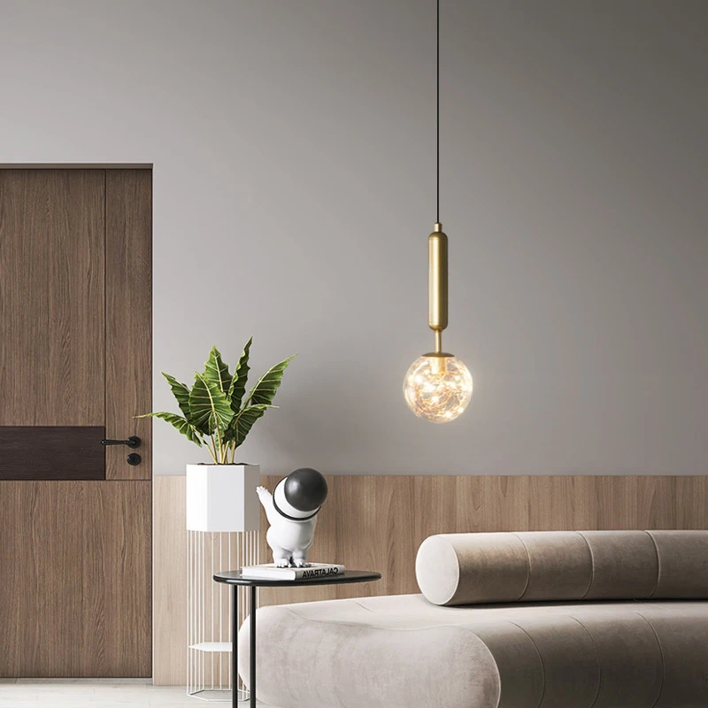 

LED Glass Modern Pendant Light Hanging Lamp for Ceiling Bedroom Bedside Living Room Home Decor Nordic Starry Sky Light-fixture