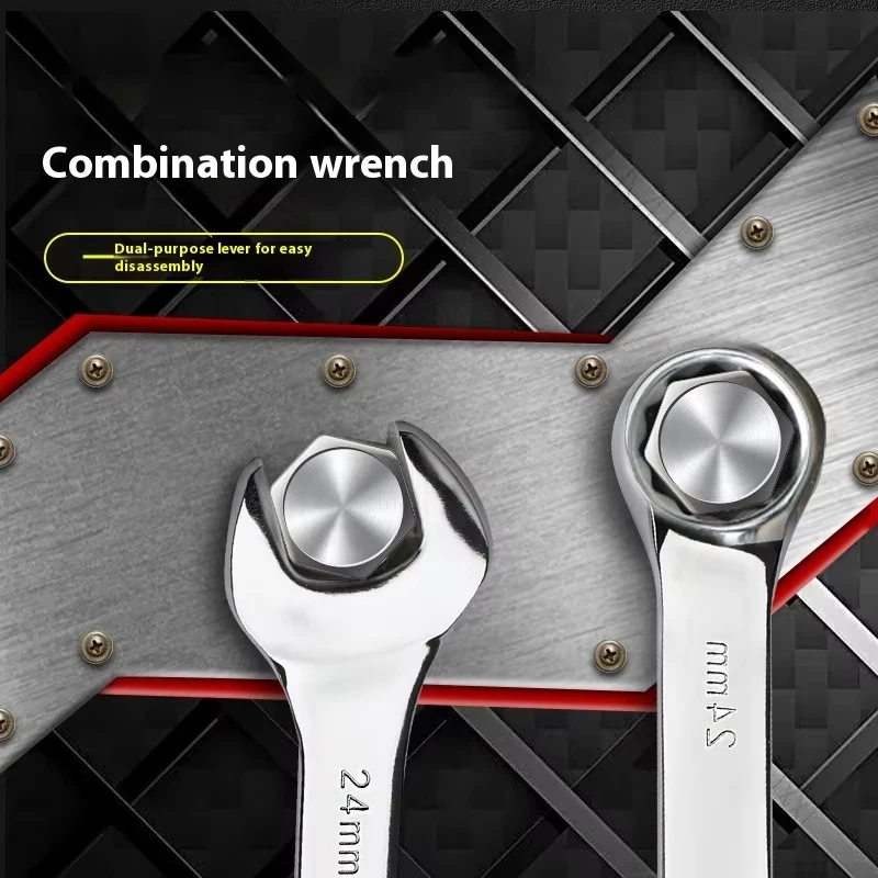Dual-Use Metric Ratcheting Combination Wrench Kit for Automotive Repair without Models
