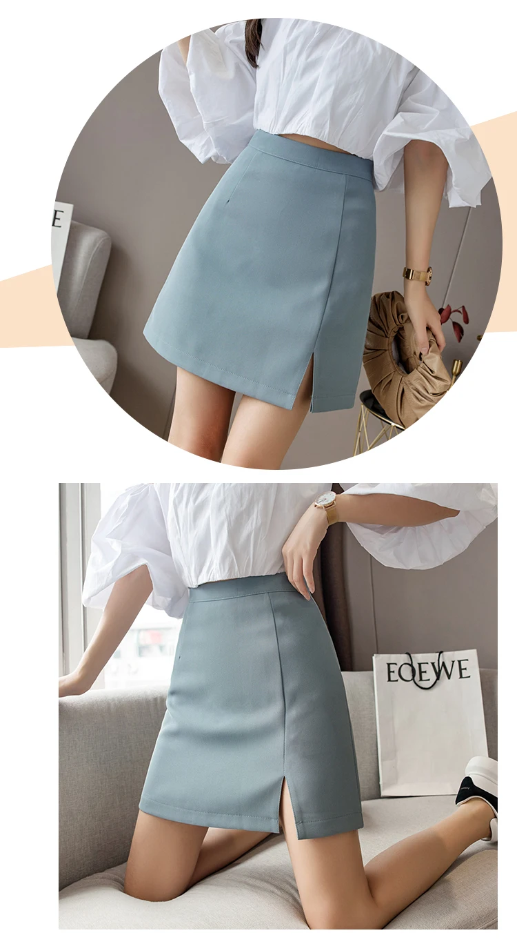 skirt top Skirts Womens Fashion Solid Invisible Zipper High Waist Mini A-Line Women Short Skirt Casual Summer Kawaii Skirt Female Falda denim skirts for women