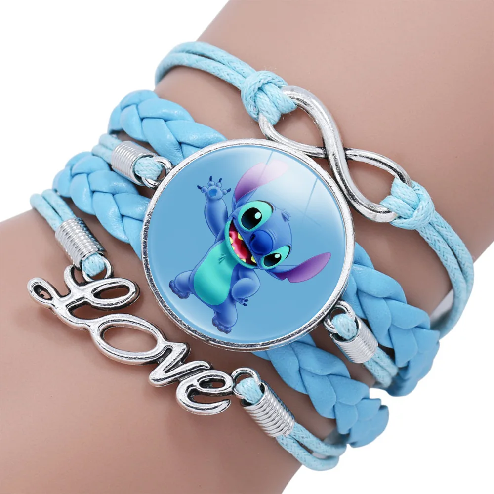 thumbnail image 1 of Lilo & Stitch Disney Time Gem pulseras para niñas, joyería de Anime, accesorio de moda, pulsera multicapa de dibujos animados, regalo de cumpleaños para niños, 1 of 5