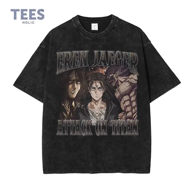 Eren Jaeger T-shirt Vintage Washed Anime Shingeki no Kyojin T