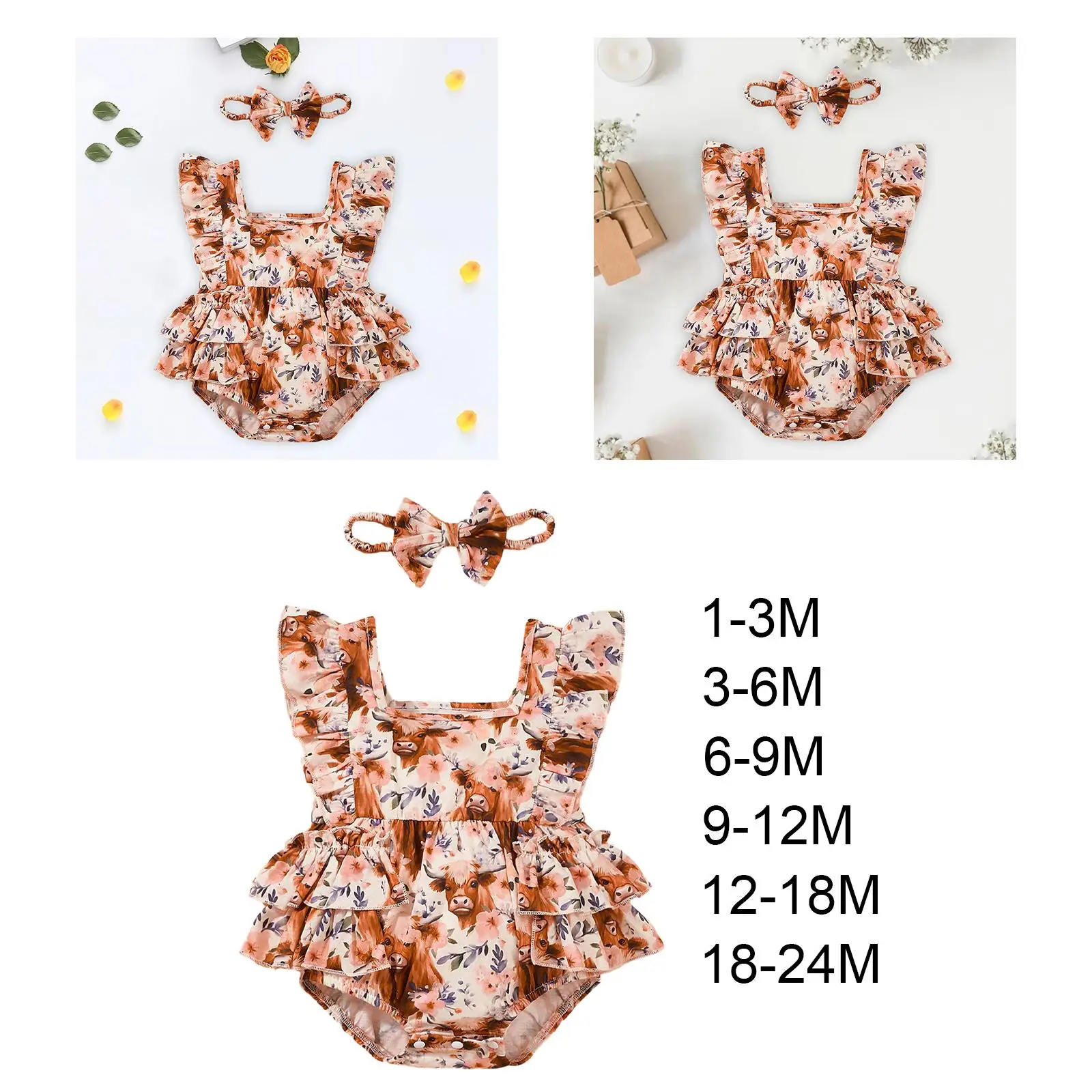 Baby Girls Romper Lightweight Lovely Newborn Outfits Baby Clothes for Birthday Photograph Props Casual Daily Wear Playwear