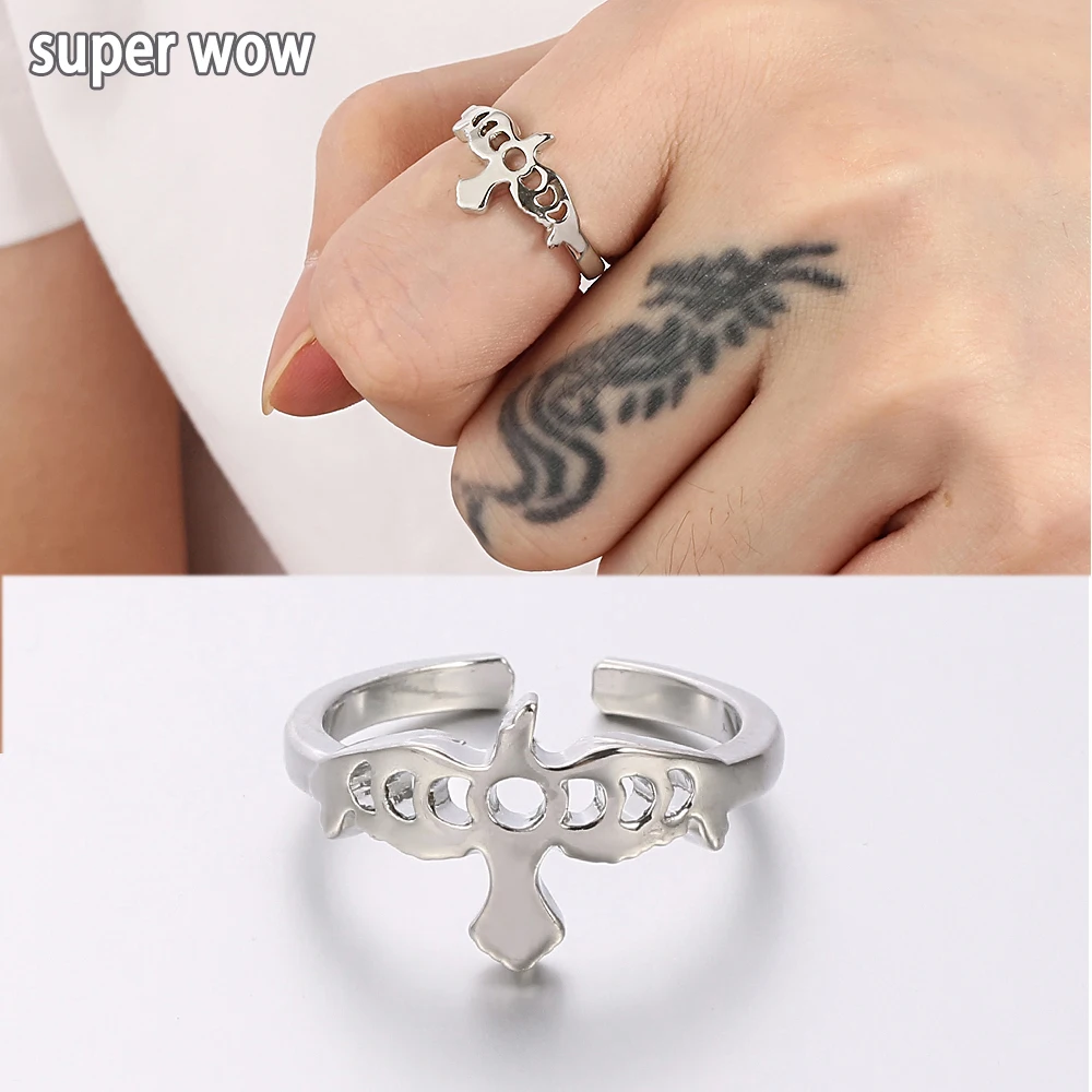 Vintage Love Heart Shape Bird Ring Fashion Cute Angel Wing Open Silver Color Rings For Women Girls Jewelry Accessori Per Feste