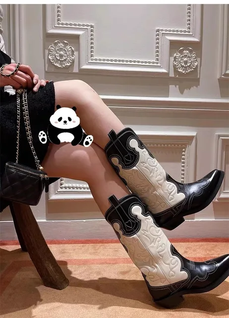 Botas Mujer Vaqueras Luoika Botas De Invierno De Pantorrilla Ancha