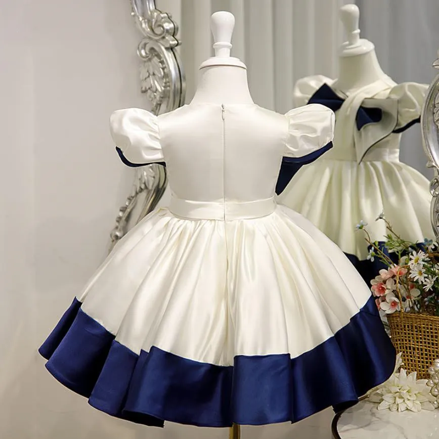 High-End Flower Girls Evening Gown Big Bow Design Spanish Vintage Children Birthday Party Dresses For Easter Eid A1313