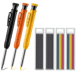 Professional Carpenter Pencil Set with Mechanical Pencils, Multi-Box Refill Leads, and Scriber for Woodworking & Construction (C set 12)