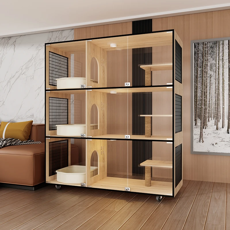 

Витрина для домашних животных, шкаф для кошек на заказ, трехслойный корпус из массива дерева, стеклянный шкаф для домашних животных